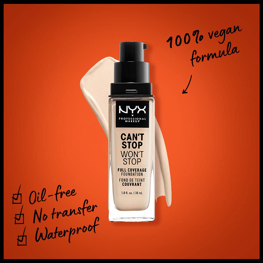 NYX PROFESSIONAL MAKEUP Can't Stop Won't Stop Foundation, 24h Full Coverage Matte Finish - Pale