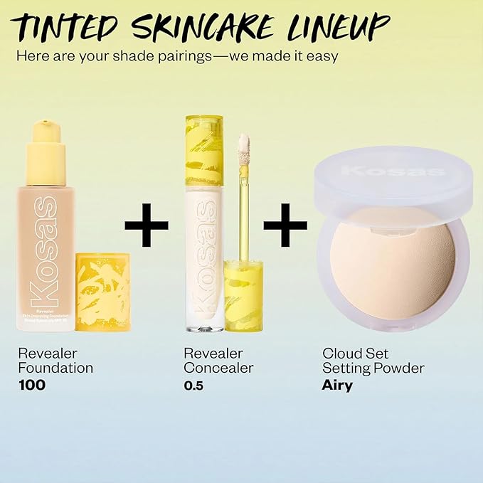 Kosas Revealer Skin-Improving Foundation with SPF 25 Protection - Hydrate, Brighten, Soothe, Plump, Protect Skin - Smoothing Texture, Natural Finish and Clean Formula - Very Light Neutral 100