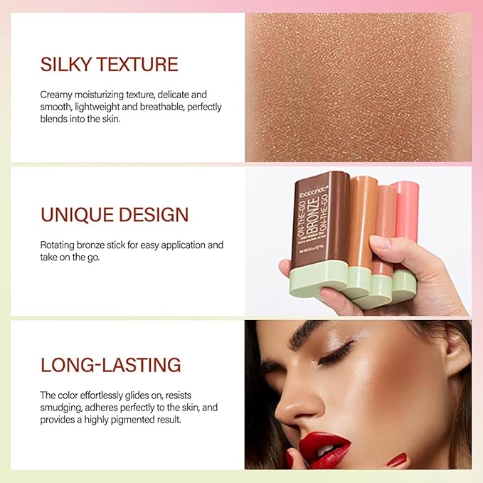 Multi-Use Makeup Blush Stick, Tinted Solid Moisturizer On-the-Go Blush, Multi-use Cream Blush Stick for Cheek & Eyes & Lips, Waterproof Natural Nude Makeup for All Skin (3# Rich Glow)