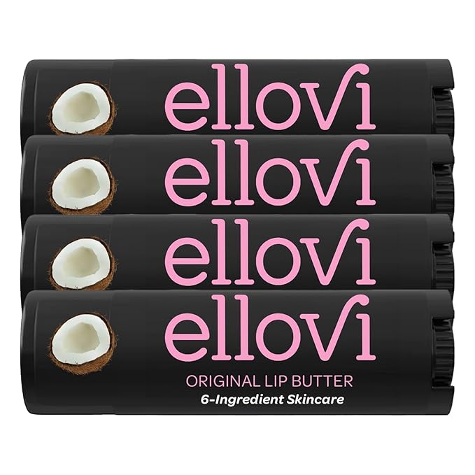 Natural Lip Butter Lip Balm - Original - Pure Enough to Eat - Made With Just 6 Vegan Ingredients - 100% Natural & Organic Moisturizing Lip Care for All Day Hydration (4-Pack)