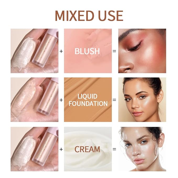Liquid Highlighter - Luminous Finish Light Liquid Luminizer Makeup Enhanced with Pearl Particles & Botanical Blend, Weightless Dewy Glow for Radiant Skin, Vegan, Cruelty-Free (#03 Rose gold)