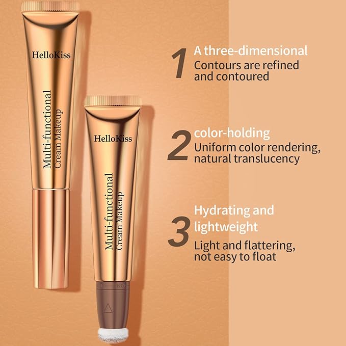 3PCS Liquid Contour Beauty Wand, Liquid Blush Highlighter Makeup Stick with Applicator, Cream Bronzer Stick Natural Matte Finish, Lightweight Blendable Cream Contour Highlighter Blush Wand