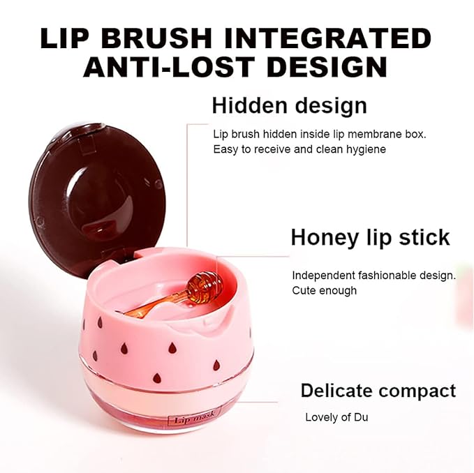 Watermelon Lip Balm, Honey Strawberry Apple Watermelon Lip Mask Overnight, Moisturizing Lip Sleeping Mask, Day & Night Lip Care - Hydrate Repair Prevent Dry (Watermelon）