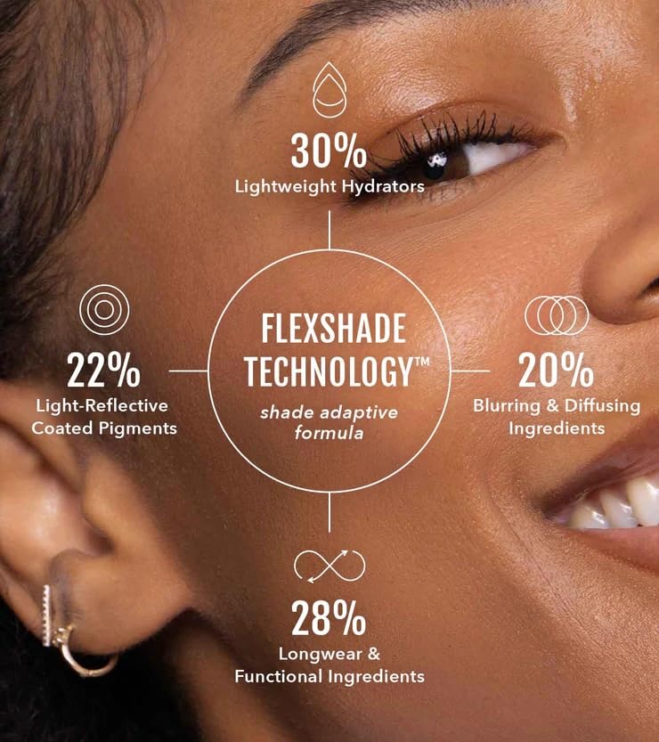 Long-Lasting Lightweight Foundation & Brush Duo | Cruelty-Free, Fragrance-Free, Buildable, Transfer-Proof Makeup (Golden Tan)