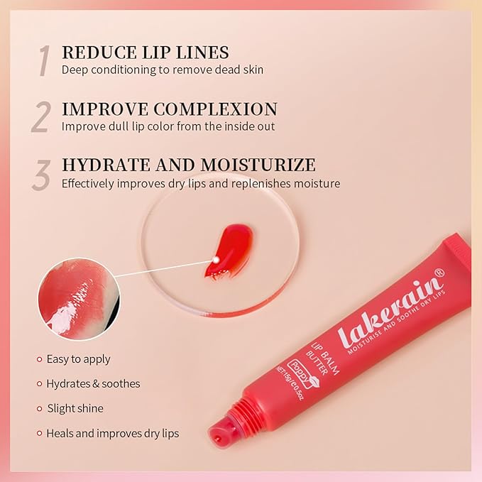 Erinde Lip Butter Balm, Moisture Hydration Lip Butter Gloss, Sheer Tinted Lip Mask and Lip Balm, Soothing Lip Treatment Care Makeup, Shine Lip Glow Oil for Dry, Chapped Lips, 03 Brown Sugar