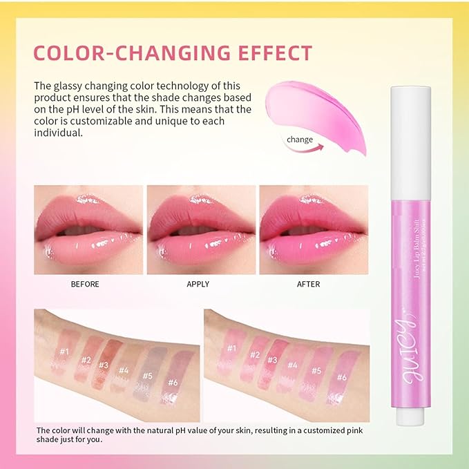 MAEPEOR Tinted Lip Balm 6 Colors Moisturizing Lip Balm Hydrating Changing Lip Gloss for Lip Care and Dry Lip (04 Kiwifruit)