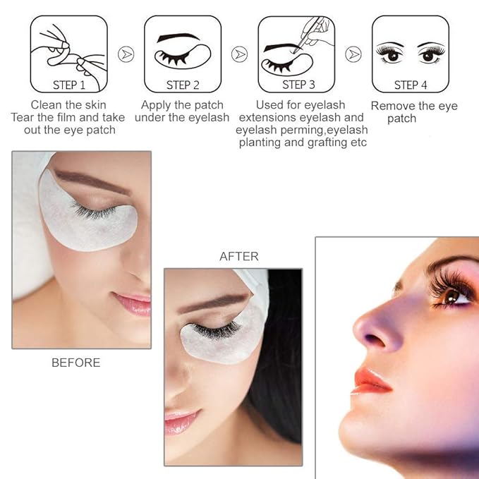55 Pairs Set, Under Eye Hydrogel Pads, Professional Lint Free Eye Mask Eyelash Extension Gel Patches Kit for Adhesive Lash Beauty Tool (Golden)