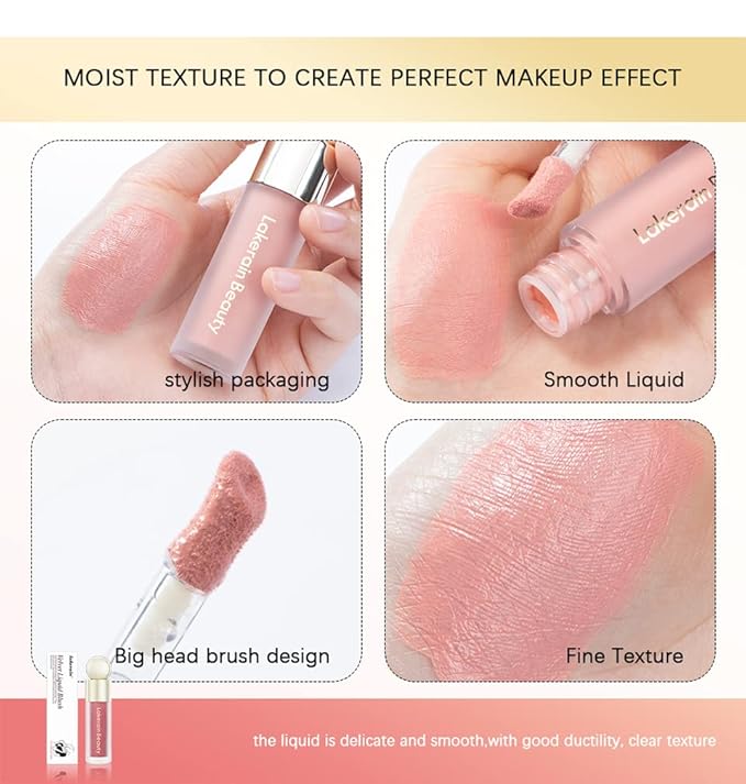 2 Colors Liquid Blush,Soft Cream Face Blush, Dewy Cheek Tint, Long Lasting Natural Matte Finish Looking,Moisturizing Lightweight Blendable Feel (01-BLISS / 03 - HOPE)