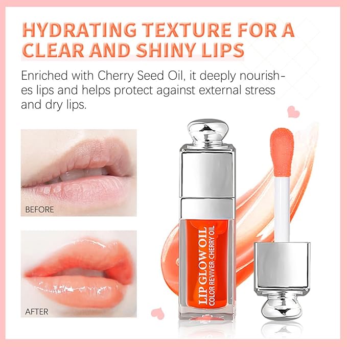 Hydrating Lip Glow Oil, Moisturizing Plumper Lip Gloss, Transparent Plumping Balm, Tinted Balm Care 0.2 OZ - 020 MAHOGANY