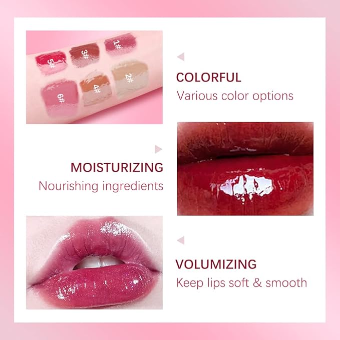 ibcccndc Lip Plumper Plumping Lip Gloss Hydrating Nourishing Lip Oil Red Liquid Lipstick Lip Care Products Mineral Oil Clear Lipgloss (1)