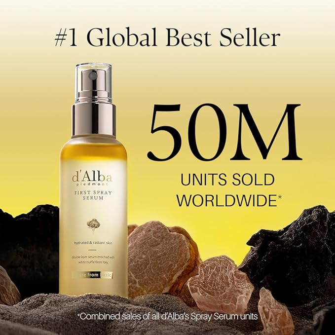 [2 Bottles] d'Alba Italian White Truffle First Spray Serum, Vegan Skin Care, Hydrating Face Moisturizer, Glow Serum for Radiant Skin, Non Comedogenic, All In One Mist (6.76 oz.)