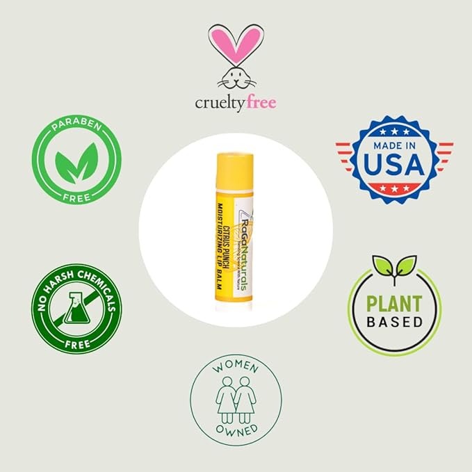 All Natural Lemon Moisturizing Lip Balm Gift Ornament for Holiday Stocking Stuffers, All Day Hydration, Original beeswax, Shea butter, Jojoba oil, Vitamin E and Love - Pack of 4 Tubes