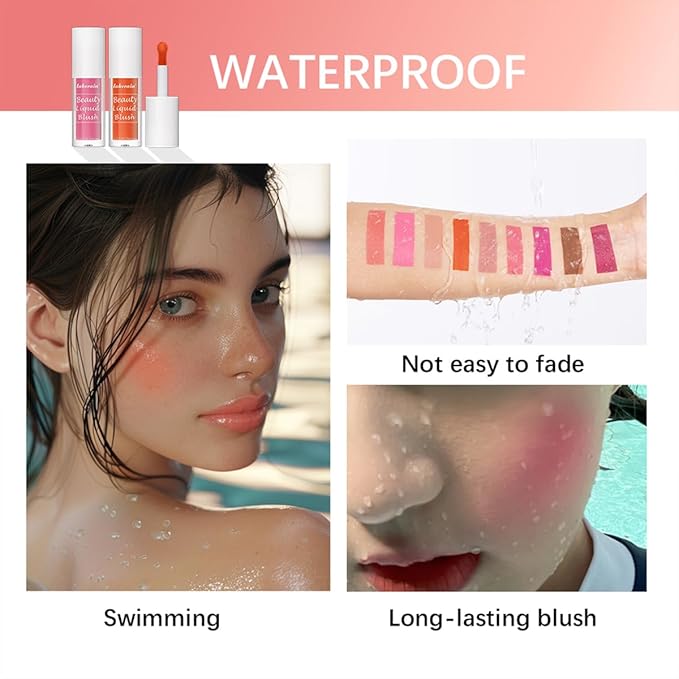 Liquid Blush for Cheeks Makeup Face Blush, Weightless Cream Formula, Smudge Proof Long-Wearing Pigmented Blush, Natural Look Makeup Face Blushes, Shimmer Finish, Dainty - 06# Vibrant orange
