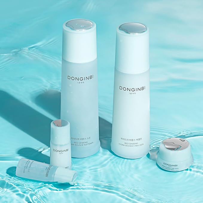 DONGINBI Hydra Bounce Korean Skin Care Set - Face Toner, Lotion, and Moisturizer with Red Ginseng and Hyaluronic Acid for Soft, Supple, and Hydrated Skin - Korean Face Moisturizer