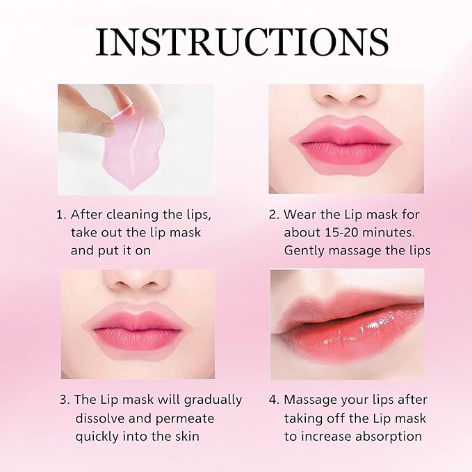 30 pieces of Moisturizing Collagen Crystal Lip Mask - Anti-Ageing & Anti Chapped, Reduce lip Wrinkles, Fade Lip Color, Make Skin Smooth And Firm Collagen Lip Pieces (Pink)