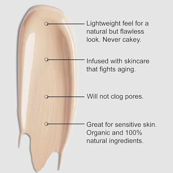 Organic Aloe-Based LUX Liquid Foundation, Natural Vegan Gluten-Free Made in USA, Hazelnut