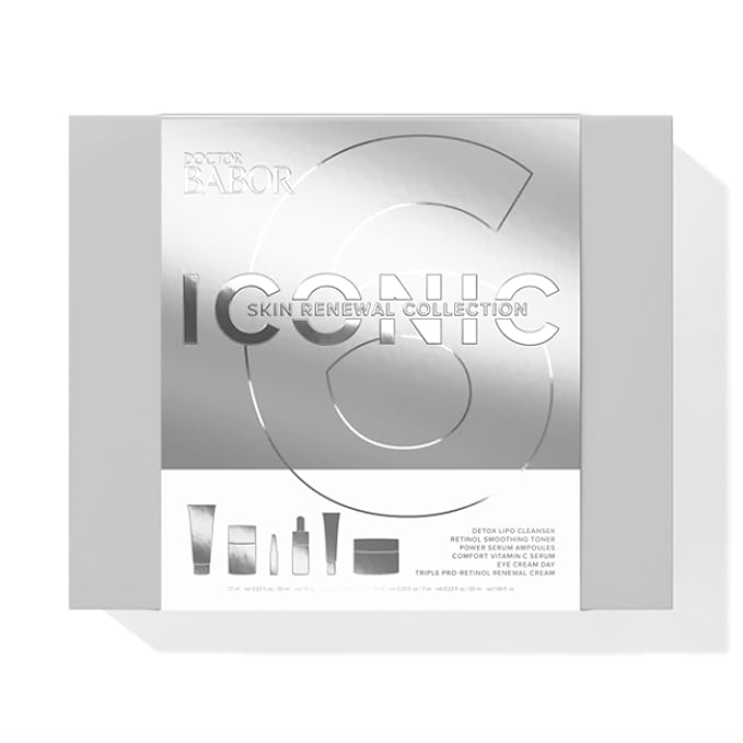 BABOR DOCTOR Iconic Skin Renewal Collection Set, Serums to Hydrate, Repair & Calm, Retinol Smoothing Toner and Renewal Cream, Lifting Vitamin C Serum and Eye Cream, Radiant Results Skincare Set