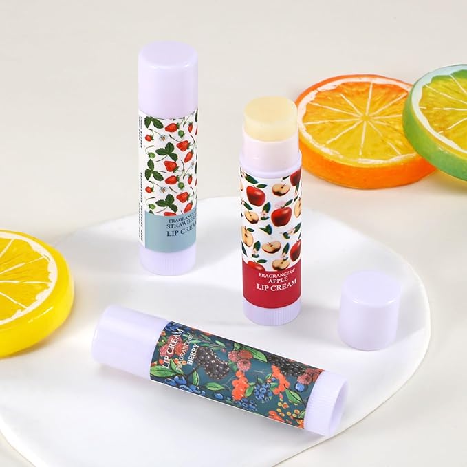 Boobeen Fruit Lip Balm Stick, Lip Repair Stick for Dry Cracked Lips, Moisturizing Lip Care Reduce Fine Lines, Hydrating Lip Balm for Men & Women