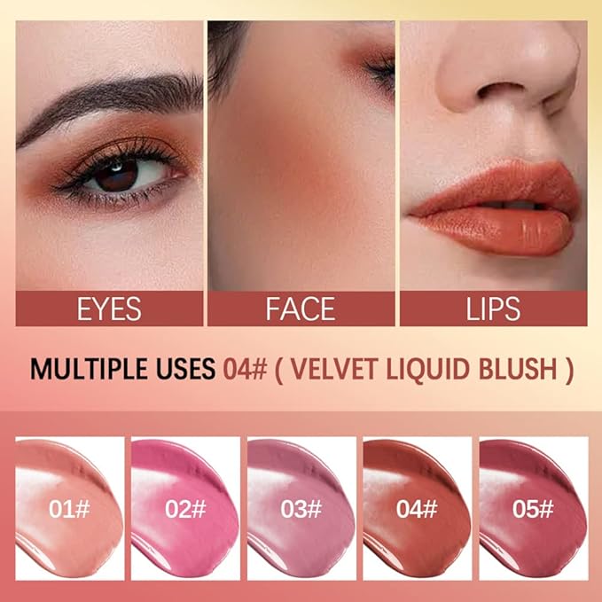 Velvet Liquid Blush, Natural Matte Finish Looking, Dewy Cheek Tint, Soft Cream Face Blush,Moisturizing Lightweight Blendable Feel,Long-Lasting 0.25 oz/7.5ml - 03#