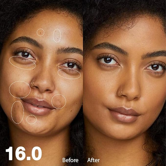 Pro Under Eye Full Coverage Liquid Concealer to Cover Dark Circles, Scars, Redness, Spots, Fine Lines, Corrector Anti-Aging Natural Finish, Moistening Smooth Cream, Waterproof 0.4 fl oz - Tan#