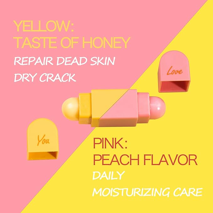 Heart Shaped Dual-use Deformable Lip Balm Stick - Honey, Peach. Repair, Keep Lips Moisturized,red gift box，Gifts