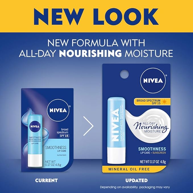 NIVEA Smoothness Lip Care SPF 15 Carded, 1 Count, Pack of 6