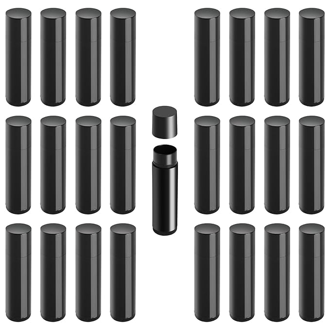 25PCS 3/16 Oz (5.5 ml) Twist up Lip Balm Tubes,Empty Lip balm containers, Echapstick tubes empty, Refillable Lip Balm Bottles, for DIY Homemade Lipsticks,Chapsticks,Homemade Solid Perfume, Black