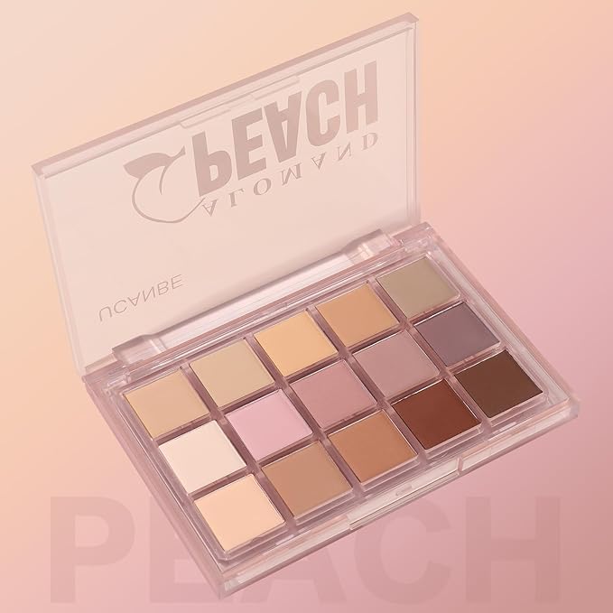 UCANBE Neutral Matte Eyeshadow Palette, 15 Colors Nude Taupe Rose Brown Eye Makeup Pallet, Natural Warm Tone High Pigmented Blendable & Buildable Sombras De Ojos Gift Kit