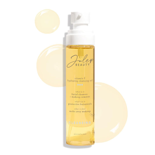 Julep Vitamin E Hydrating Cleansing Oil and Makeup Remover - Face Wash for Normal to Dry Sensitive Skin - 3.38 Fl Oz - Rosehip and Olive Oil Face Cleanser