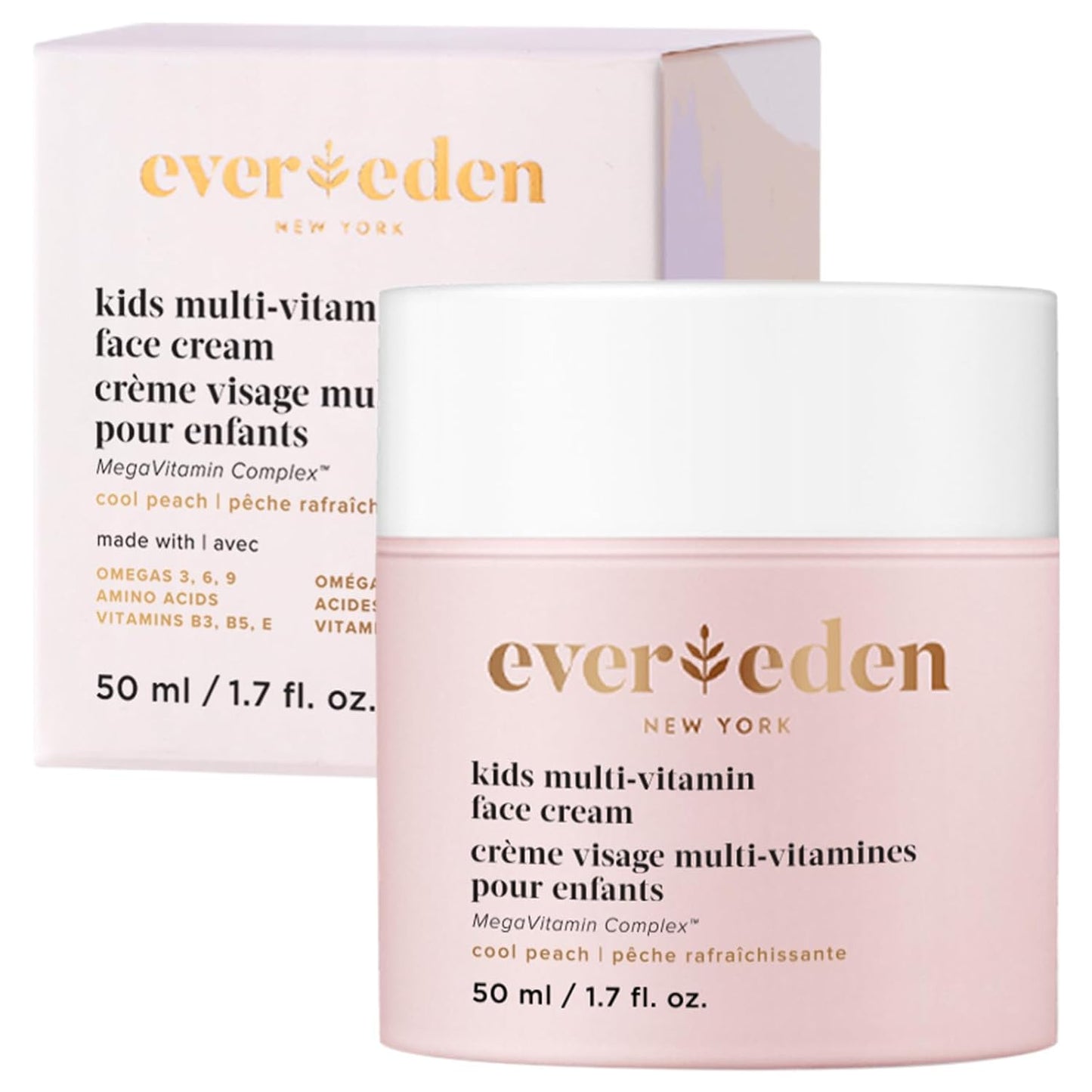 Evereden Kids Face Cream: Cool Peach, 1.7 oz. | Face Lotion | Clean and Non-Toxic Face Moisturizer | Multi-Vitamin Skin Care for Kids