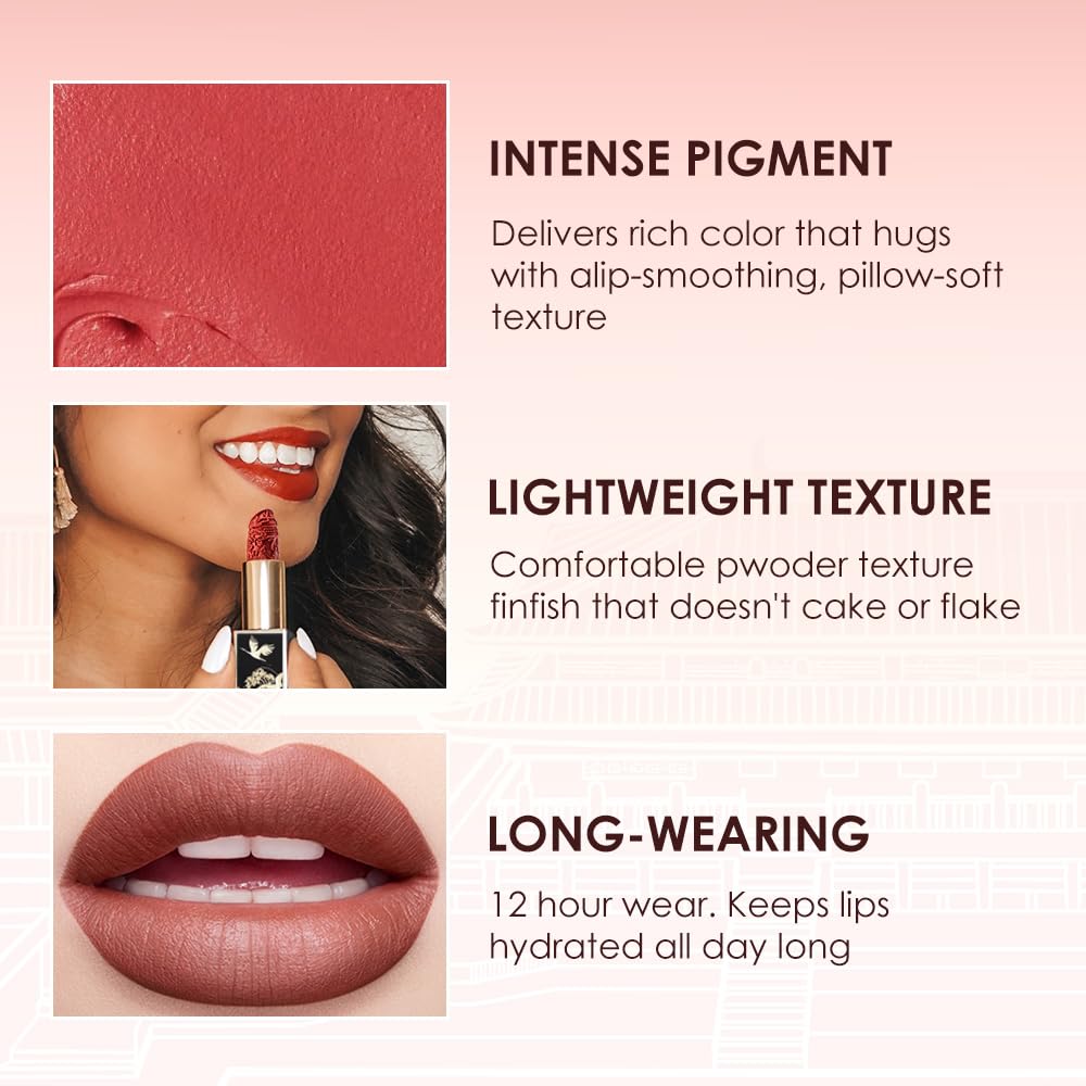 Catkin Carving Lipstick 3pcs Set Silky Smooth Moisture Long Lasting Highly Pigmented Waterproof for Lip Color Makeup 0.13 Ounce X 3 Gift for women