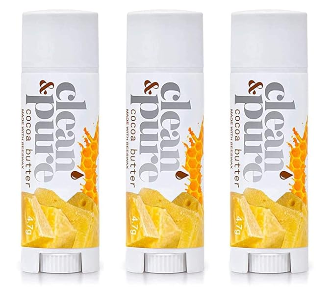Lip Balm 3-Pack (Cocoa Butter) | Lip Care Set With 100% All Natural Beeswax and Vitamin E Oil | Flavored Lip Balm for Dry, Chapped Lips | Made in Australia
