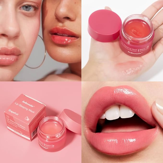 Lip Sleeping Mask, Lip Mask With Vitamin C, Antioxidants, Lip Mask Overnight,Improves Dryness, Nourishes And Hydrates, Brighten Lip Colour, Reduce Lip Lines 0.7 Oz.(02#berry)