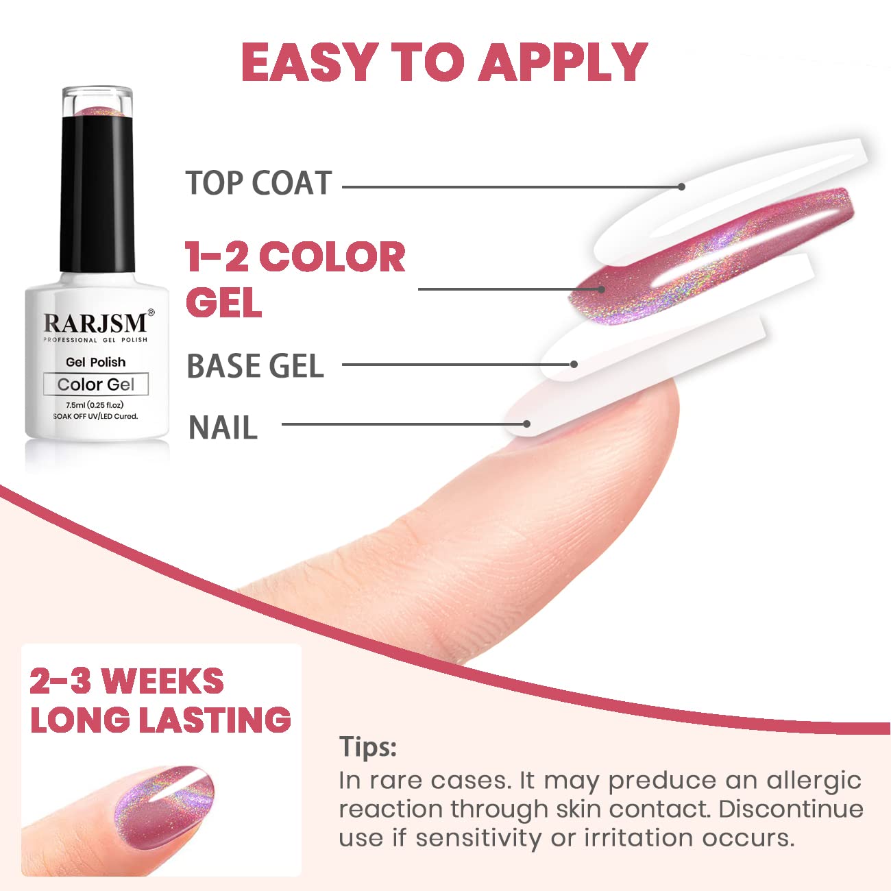 RARJSM Cat Eye Gel Nail Polish, Galaxy Chameleon Magnetic Gelpolish Rose Gold Holographic Glitter Gel Soak Off U V L E D DIY Manicure Art for Salon Designs and Home DIY 7.5ML/0.26fl oz