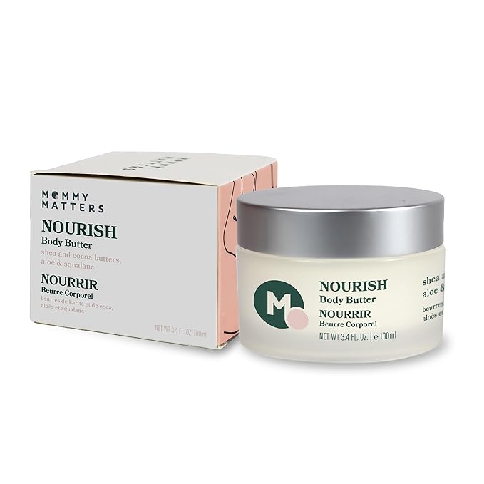 NOURISH Body Butter, Pregnancy Belly and Postpartum Skin Care, Natural Stretch Mark Cream with Shea & Cocoa Butter, Vegan, Clean & Cruelty-free, 3.4 oz