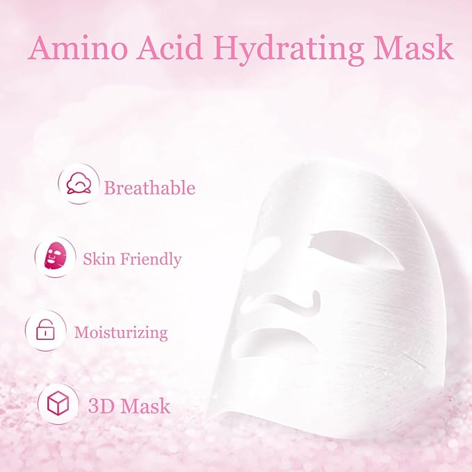 6Pcs Amino Acid Skin Care Products Set, Sakura Skin Care Sets, Nicotinamide Skin Care Gift Set for Women Girls, Skincare Routine Set, Face Care Kit with Cleanser, Mask, Toner, Eye Cream, Moisturizer