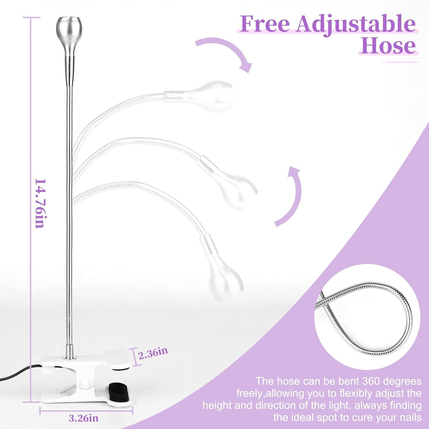 Saviland Mini Nail LED Lamp – Flexible Rotatable USB Quickly Nail Dryer Gel Lamp for Nails with Securing Clip Led Light for Nails for Curing Gel Polish U V Nail Gels Manicure DIY