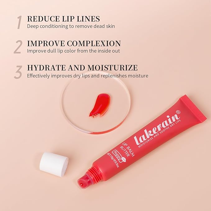 Moisturizing Lip Balm Butter for Dry Cracked Lips,Day/Night Hydrating Lip Mask, Ultra-Nourishing Lip Care Moisturizer for Soft, Smooth and Supple Lips (Vanilla Beige)