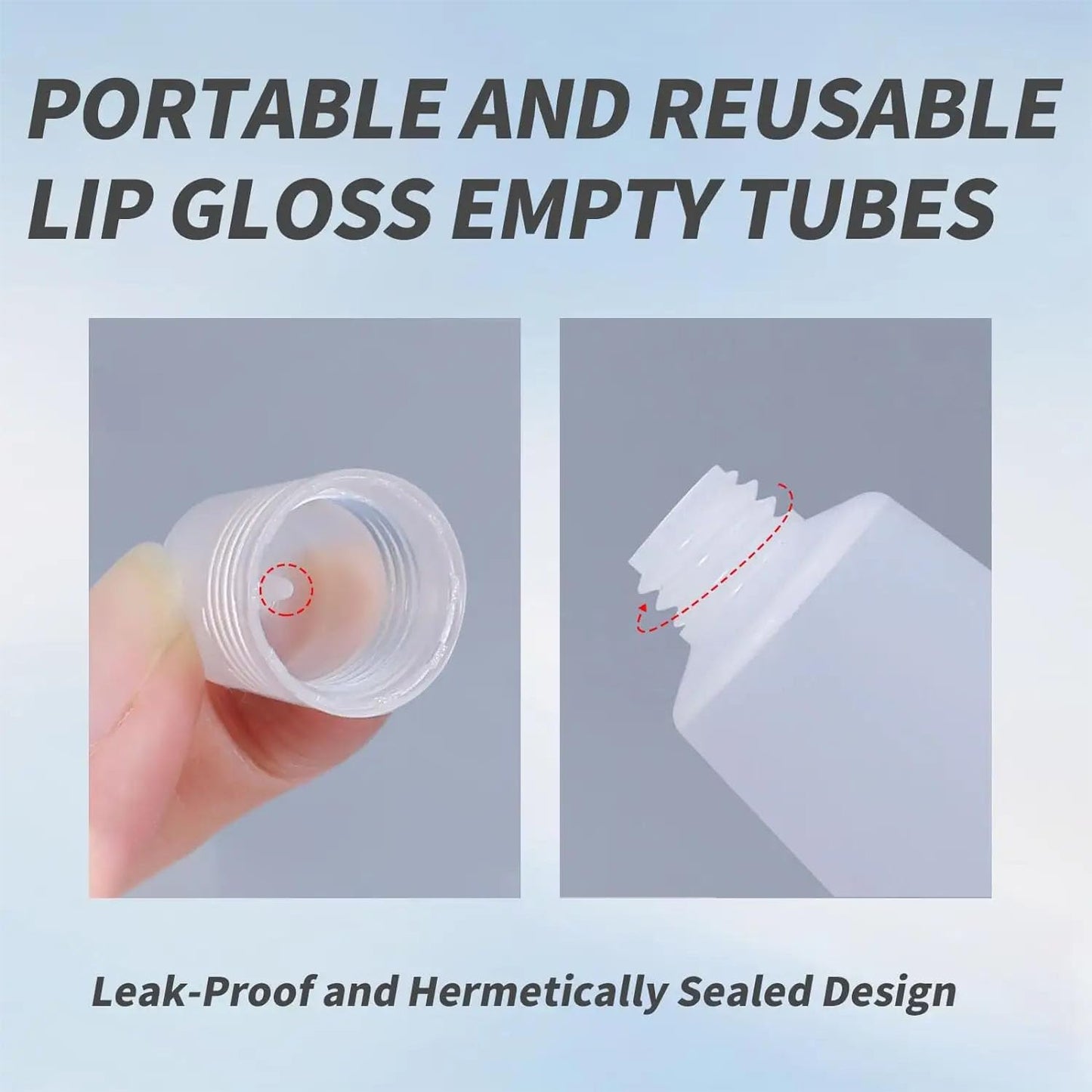 20 PCS Empty Lip Gloss Tubes - 10ml Clear Lip Balm Tubes with 5ml Syringes - Refillable Squeeze Lip Balm Containers - Mini Cosmetic Soft for DIY Lip Gloss and Travel Toiletries
