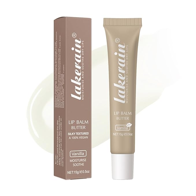 Lip Glowy Balm Butter Lip Balm Plumps Moisturizing Hydrating Lip Mask Repair Moisturizer Lips Care Lip Treatment for Dry Cracked Lip, Glossy Finish, Vegan Tinted Lip Balm Chapstick (#1 Vanilla)
