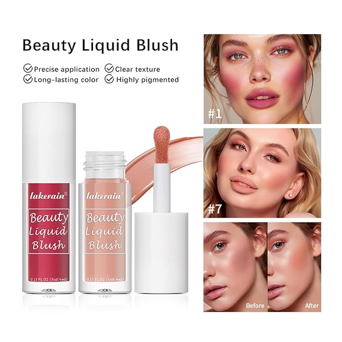Liquid Blush for Cheeks Makeup Face Blush, Weightless Cream Formula, Smudge Proof Long-Wearing Pigmented Blush, Natural Look Makeup Face Blushes, Shimmer Finish, Dainty - 02# Bronze blast