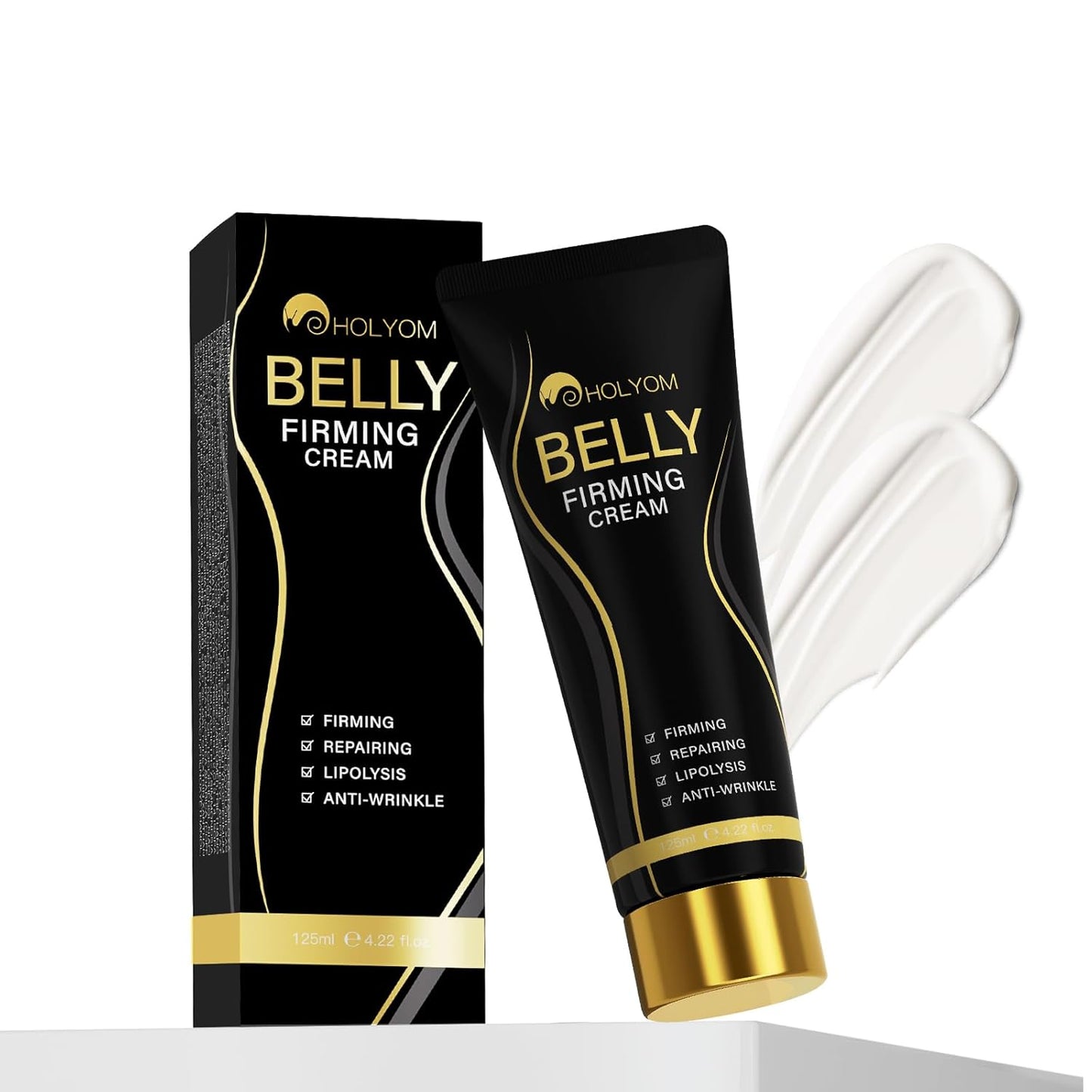 B Flat Belly Firming Cream - Premium Skin Tightening Cream for Stomach，Thighs & Butt， Skin Smoothing Moisturizer for Women and men, 4.22 fl oz