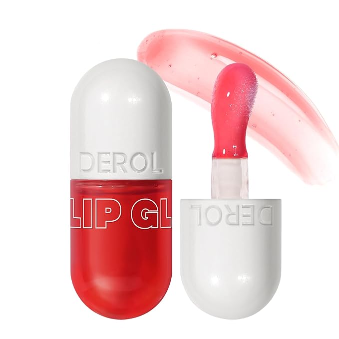 Lip Plumper Raspberry (0.19 Fl. Oz.) Lip Gloss Natural Lip Oil 2in1 Lip Care Serum for Beautiful Fuller-Looking Lips, Hydrating & Reduce Fine Lines,Strawberry