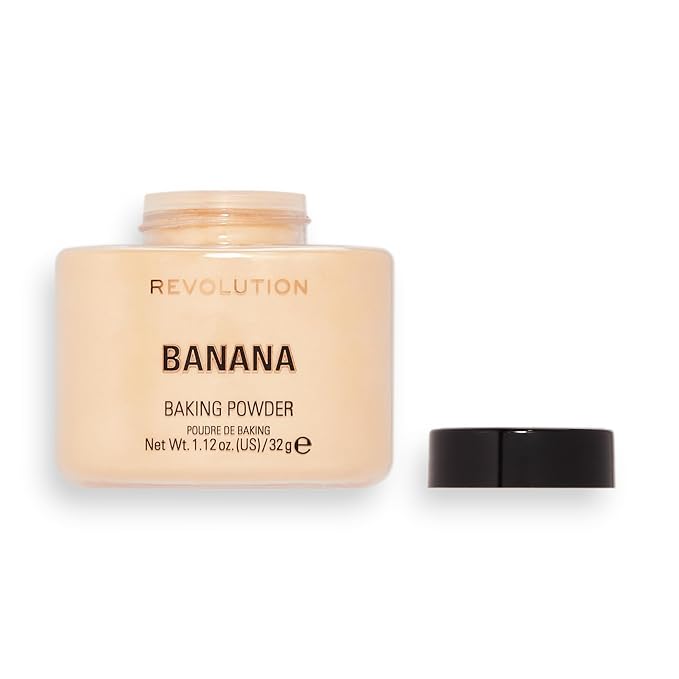 Revolution Beauty, Loose Baking Powder, Makeup Setting Powder, Long Lasting Coverage, Mattifies & Reduces Shine, Banana, 1.13 Oz