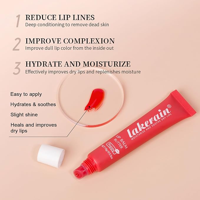 Lip Butter Balm, Day/Night Hydrating Lip Mask, Moisturizing Lip Balm Butter, Ultra-Nourishing Lip Care Moisturizer, Lip Butter Gloss Shine Lip Glow Oil Makeup#6 Pink Sugar