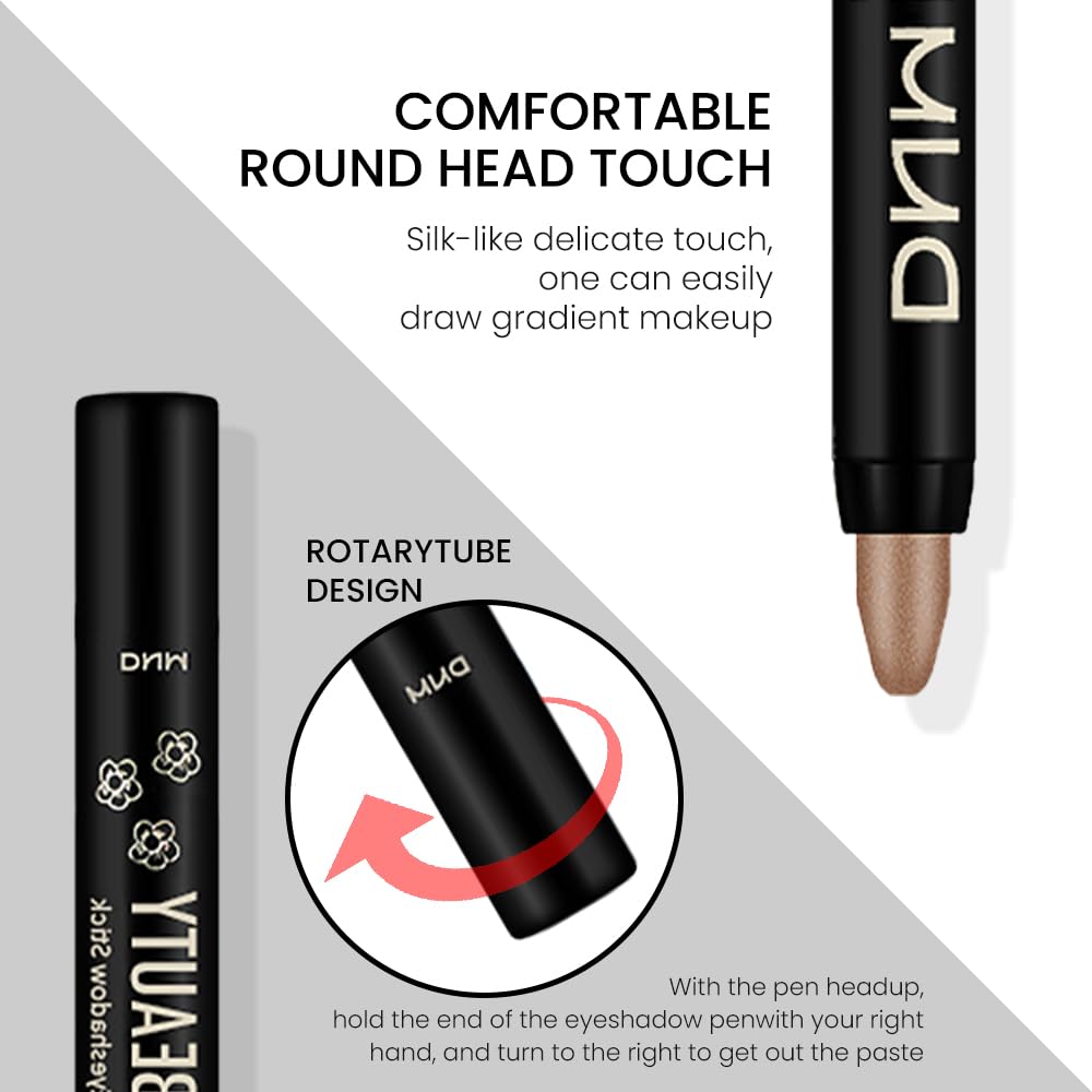 evpct Bronze Shimmer Cream Eye Shadow Brightener Sticks Set for Eyes, Bronze Shimmery Matte Pencil Eye shadow Applicator Stick Pen Palette Makeup Waterproof sombras en crema para ojos 20#