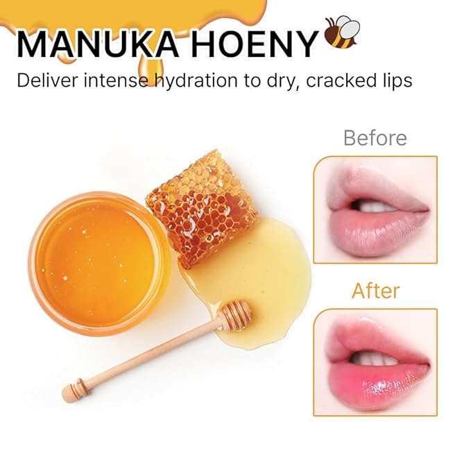 Rainbow Honey Lip Balm (+4 colors) Color-Changing, Non-Sticky, K-beauty, Korea Olive Young Awards Winner, High-Shine,Comfortable, tinted Lipbalm, moisturize with Manuka Honey