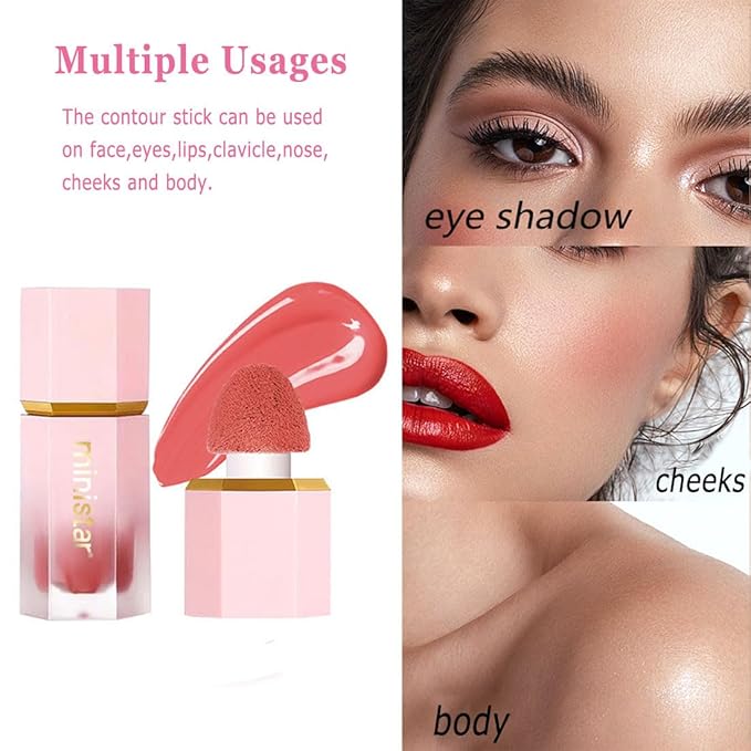 Liquid Blush Makeup, Cream Blush for Cheeks, Waterproof Long Lasting Blush Face Makeup Blush Beauty Wand for Cheeks & Lip Tint Natural Cream Blusher Makeup for All Skin Tones(#03 Spring Break)