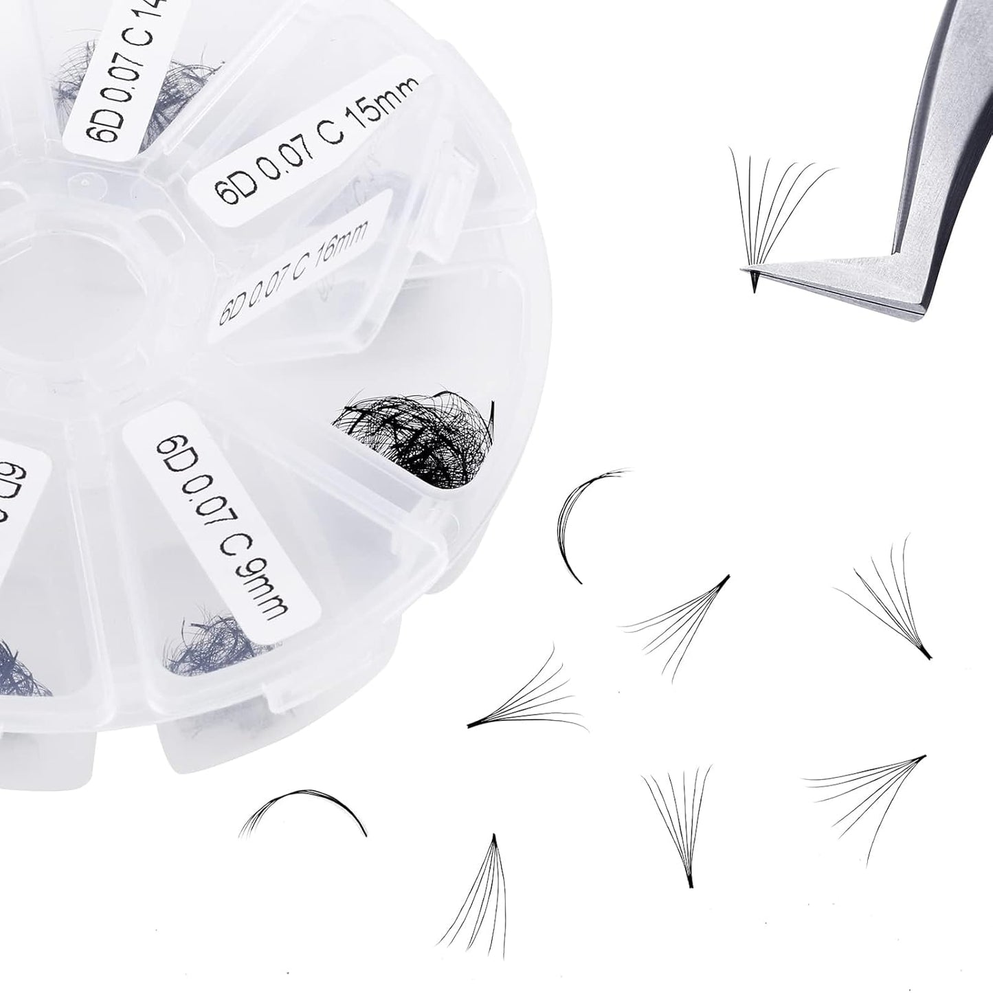 Premade Fans for Eyelash Extension: 6D, Wendy Lashes, Handmade Fans, Pre-made, For Lash-Artists, D, 9-16mm