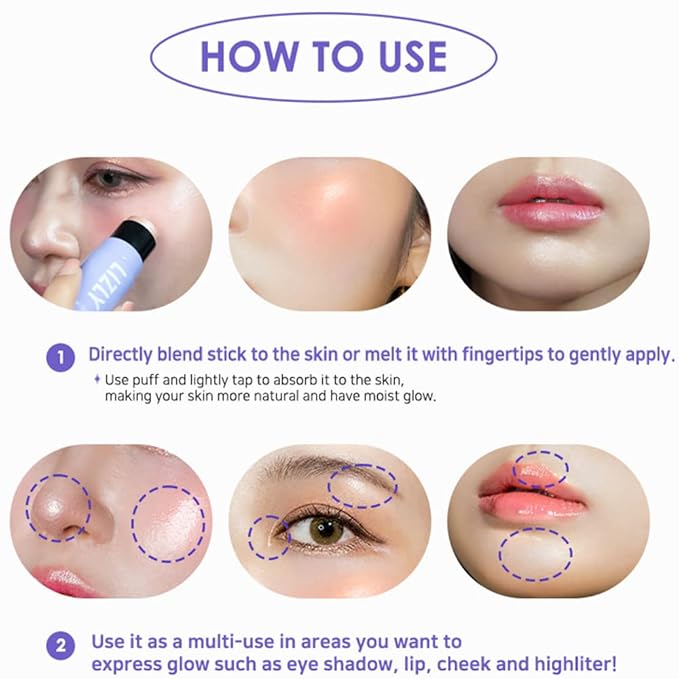 Vegan Blush Stick Multi Balm Cheek Stick Korean Make Up Dewy Glow Balm Stick sonrojo (01 Coral)